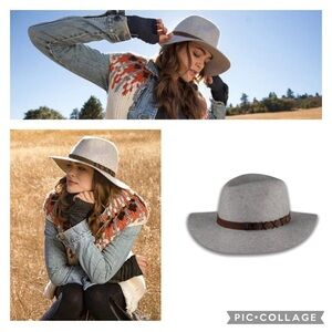 Pistil Soho Wide Brim Wool Fedora Hat with leather band